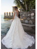 Beaded Tassel Ivory Lace Wedding Dress With Champagne Lining